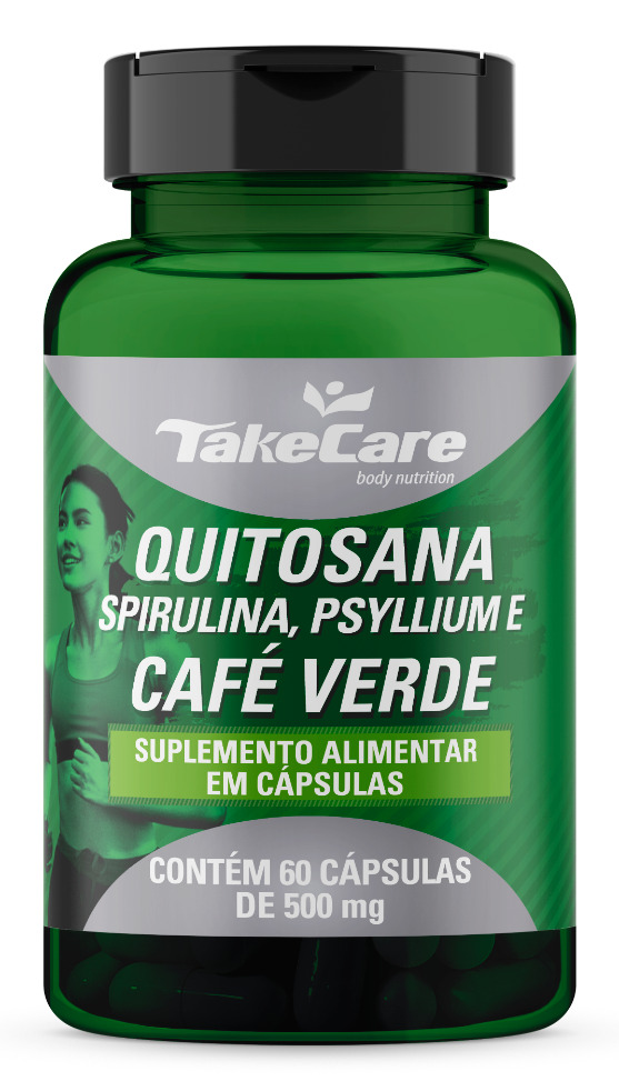 QUITOSANA, SPIRULINA, PSYLLIUM E CAFÉ VERDE - 60 CÁPSULAS - 500 MG
